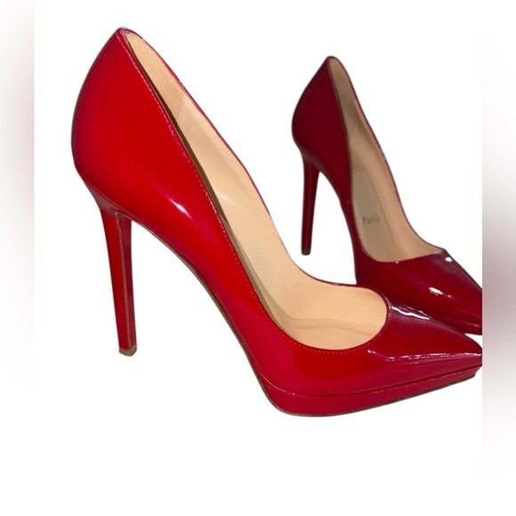 Christian Louboutin Pumps Red Patent Leather Patriotic Pointed Toe Size 35.5 - Picture 4 of 13